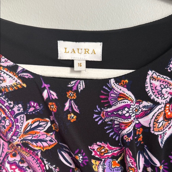 Elegant Black and Purple Paisley Midi Dress - Picture 5 of 6